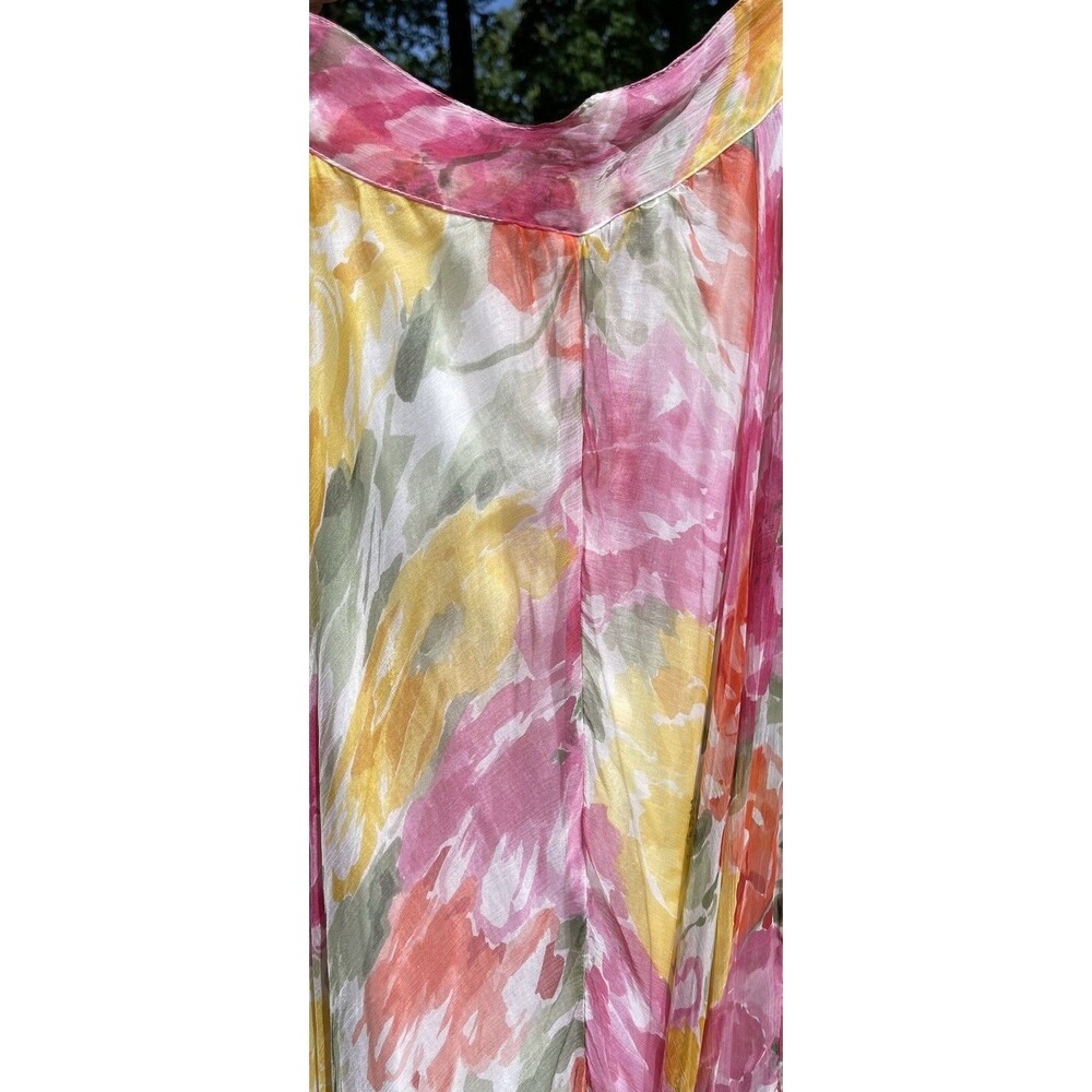 Cache Floral Midi Skirt in Pink, Yellow, Green and Coral